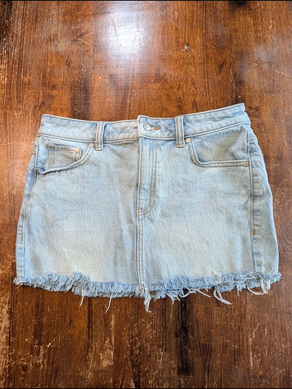 Victoria's Secret Denim Mini Skirt Womens Small Lightwash Girlhoodcore Raw Edge